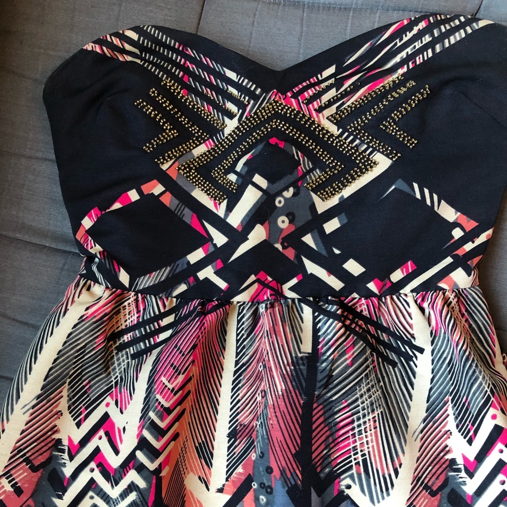 Geometric Cocktail Dress with Gold Beading